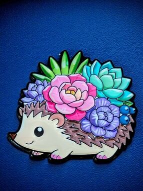 Sweet Succulent Hedgehog Enamel Pin